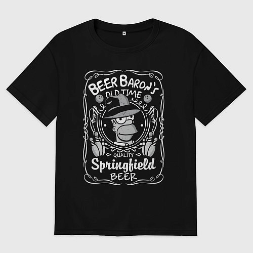 Мужская футболка оверсайз Homer beer baron / Черный – фото 1