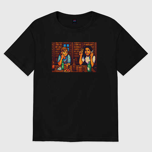 Мужская футболка оверсайз День студента пиксель-арт мем / Черный – фото 1