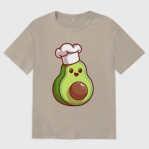 Мужская футболка оверсайз Повар авокадо / Миндальный – фото 1