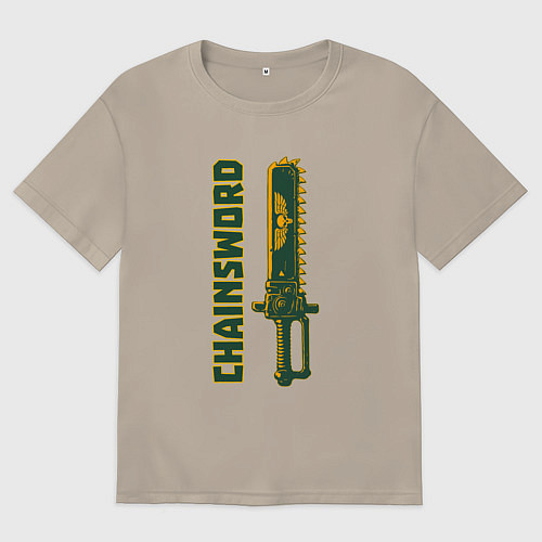 Мужская футболка оверсайз Цепной меч / Миндальный – фото 1