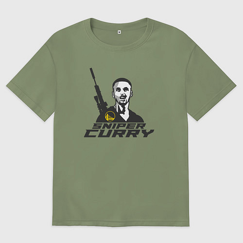 Мужская футболка оверсайз Снайпер Карри / Авокадо – фото 1
