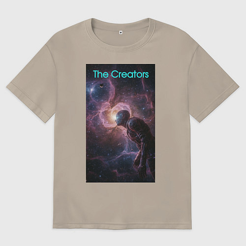 Мужская футболка оверсайз The Creators - space giant / Миндальный – фото 1