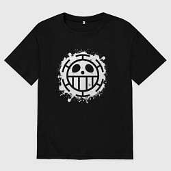 Футболка оверсайз мужская Пираты сердца - лого, цвет: черный