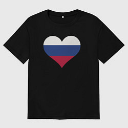 Футболка оверсайз мужская Сердце России, цвет: черный