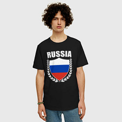 Футболка оверсайз мужская Щит России, цвет: черный — фото 2