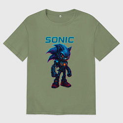 Футболка оверсайз мужская Sonic cyberpunk, цвет: авокадо