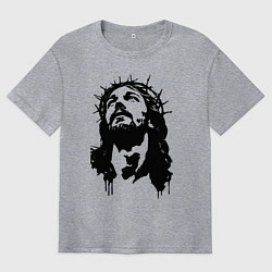 Футболка оверсайз мужская Jesus in crown of thorns, цвет: меланж