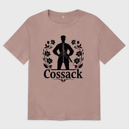 Мужская футболка оверсайз Казак в цветах / Пыльно-розовый – фото 1