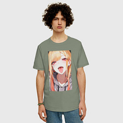 Футболка оверсайз мужская Марин Китагава - кукла, цвет: авокадо — фото 2