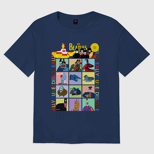 Мужская футболка оверсайз The Beatles Yellow Submarine / Тёмно-синий – фото 1