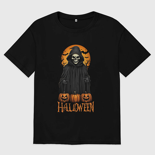 Мужская футболка оверсайз Halloween death / Черный – фото 1