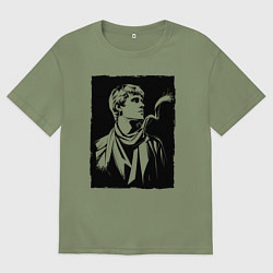 Футболка оверсайз мужская Есенин в стиле стрит-арт, цвет: авокадо
