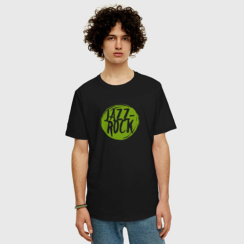 Мужская футболка оверсайз Jazz rock in green / Черный – фото 3
