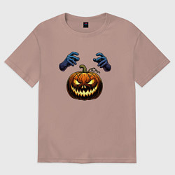 Футболка оверсайз мужская Зловещая лампа Джека, цвет: пыльно-розовый