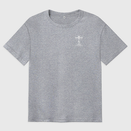 Мужская футболка оверсайз Спаси и сохрани белый арт / Меланж – фото 1