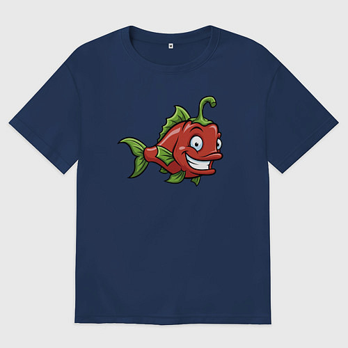 Мужская футболка оверсайз Рыба-перец / Тёмно-синий – фото 1