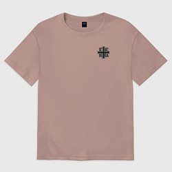 Футболка оверсайз мужская Спаси и сохрани черно-белый орнамент, цвет: пыльно-розовый