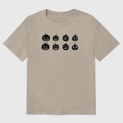 Мужская футболка оверсайз Черные тыквы на Хэллоуин