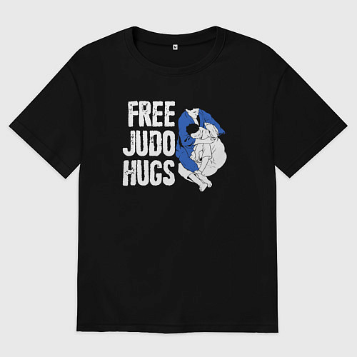 Мужская футболка оверсайз Бесплатные дзюдо обнимашки / Черный – фото 1