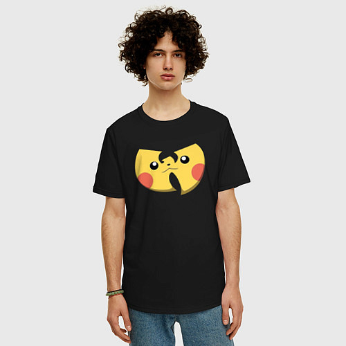 Мужская футболка оверсайз Wu-tang Pikachu / Черный – фото 3
