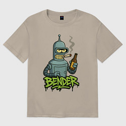Футболка оверсайз мужская Bender with beer, цвет: миндальный