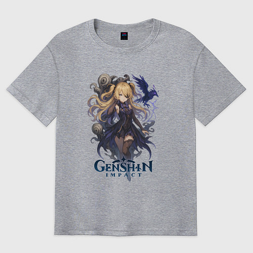 Мужская футболка оверсайз Фишль Genshin Impact / Меланж – фото 1