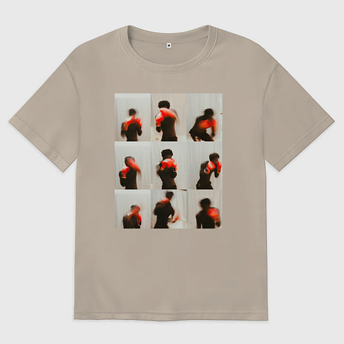 Мужская футболка оверсайз Боксер фотографии / Миндальный – фото 1