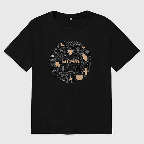 Мужская футболка оверсайз Halloween stuff / Черный – фото 1
