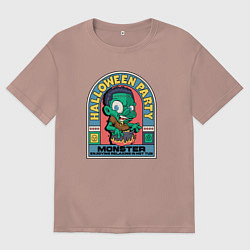 Футболка оверсайз мужская Halloween party, цвет: пыльно-розовый