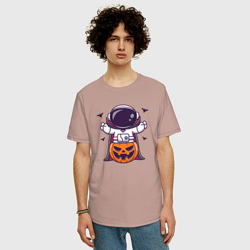 Мужская футболка оверсайз Spaceman halloween / Пыльно-розовый – фото 3