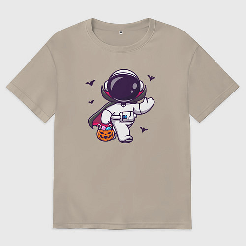 Мужская футболка оверсайз Космонавт с конфетками / Миндальный – фото 1