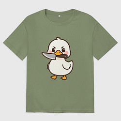 Мужская футболка оверсайз Утенок с ножом