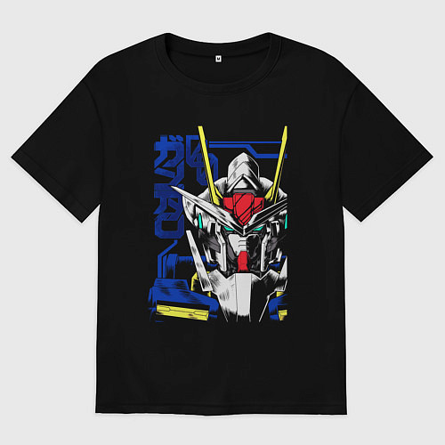 Мужская футболка оверсайз Гандаму робот / Черный – фото 1