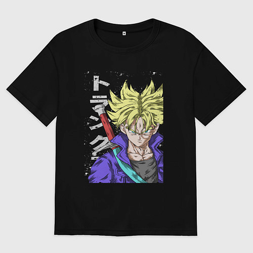 Мужская футболка оверсайз Драконий жемчуг Транкс из будущего / Черный – фото 1