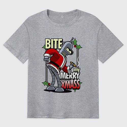 Мужская футболка оверсайз Bender - bite my xmaas / Меланж – фото 1