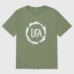 Футболка оверсайз мужская Уфа в круге граффити, цвет: авокадо