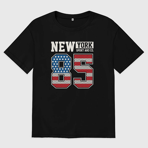 Мужская футболка оверсайз New York 85 / Черный – фото 1
