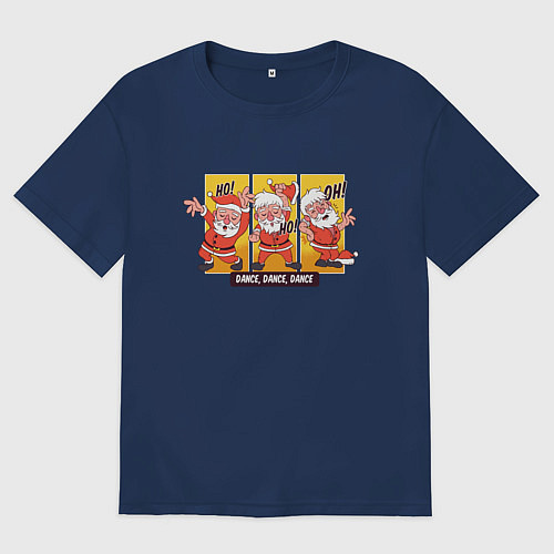 Мужская футболка оверсайз Танцующий Санта / Тёмно-синий – фото 1