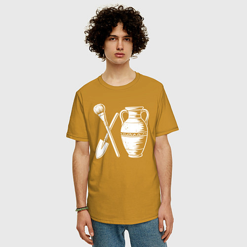 Мужская футболка оверсайз Археологический этюд / Горчичный – фото 3