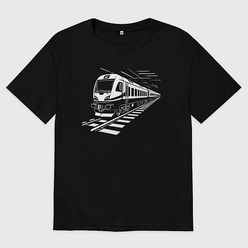 Мужская футболка оверсайз Скоростной поезд / Черный – фото 1