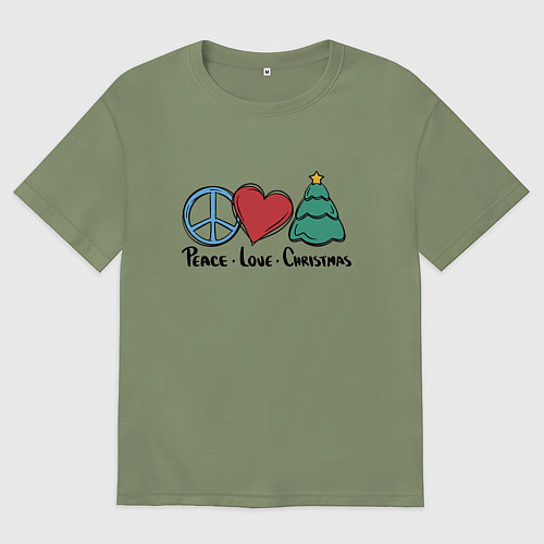 Мужская футболка оверсайз Мир, любовь, Рождество / Авокадо – фото 1