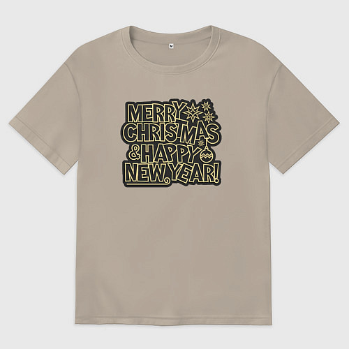 Мужская футболка оверсайз Рождество и новый год / Миндальный – фото 1
