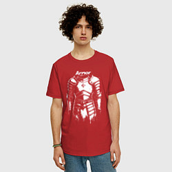 Футболка оверсайз мужская Доспехи символ силы и защиты, цвет: красный — фото 2