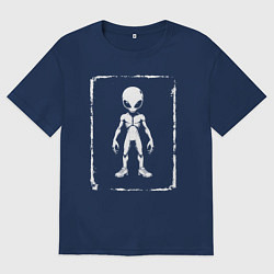 Футболка оверсайз мужская Силуэт пришельца, цвет: тёмно-синий