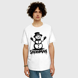 Футболка оверсайз мужская Снеговик граффити, цвет: белый — фото 2