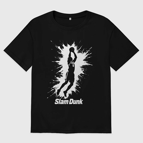 Мужская футболка оверсайз Динамика слэм-данк / Черный – фото 1