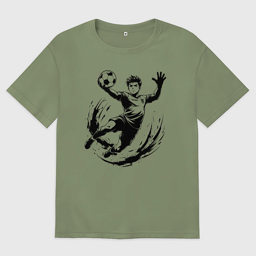 Мужская футболка оверсайз Вратарь ловит мяч / Авокадо – фото 1