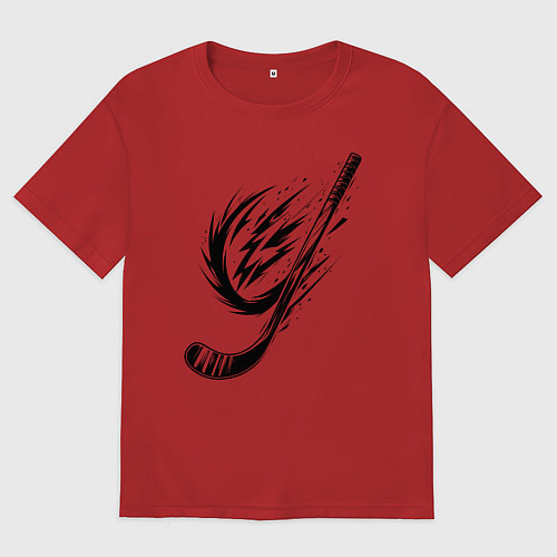 Мужская футболка оверсайз Динамичная клюшка / Красный – фото 1