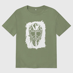 Мужская футболка оверсайз Вратарская маска в белом квадрате