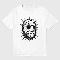 Футболка оверсайз мужская Шипастая хоккейная маска, цвет: белый